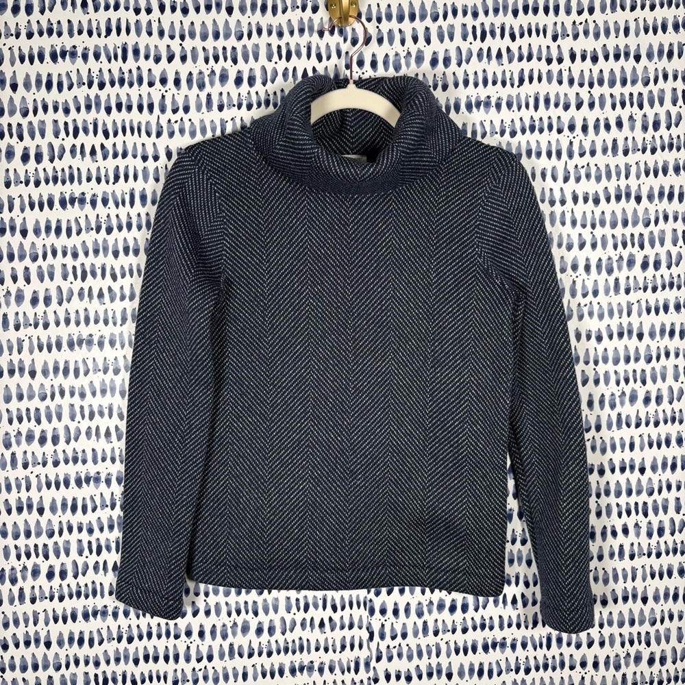 J. Crew Factory Long Sleeve Funnelneck Pullover sz XXS #H1549 blue herringbone